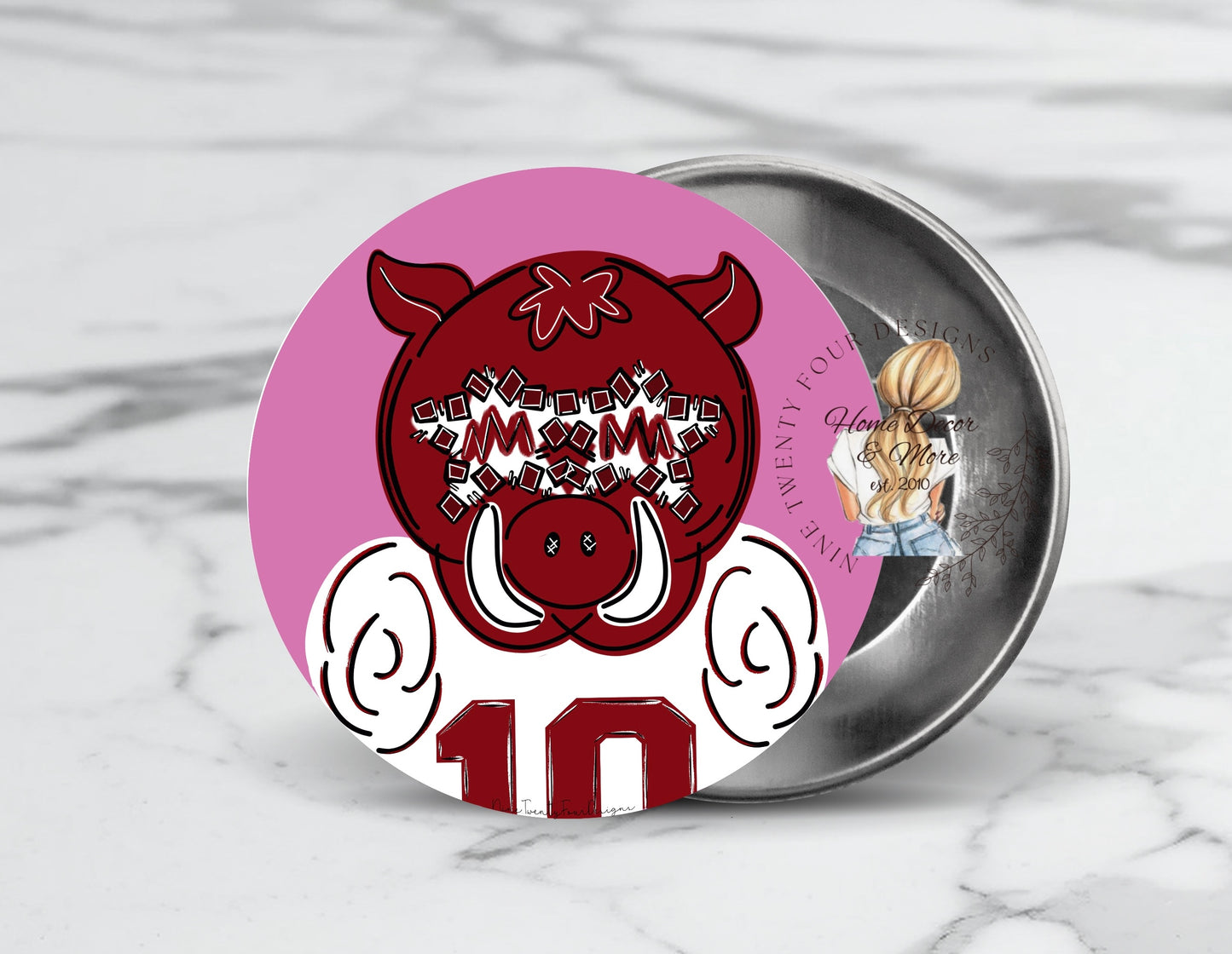 Hog inspired Arkansas Game day button