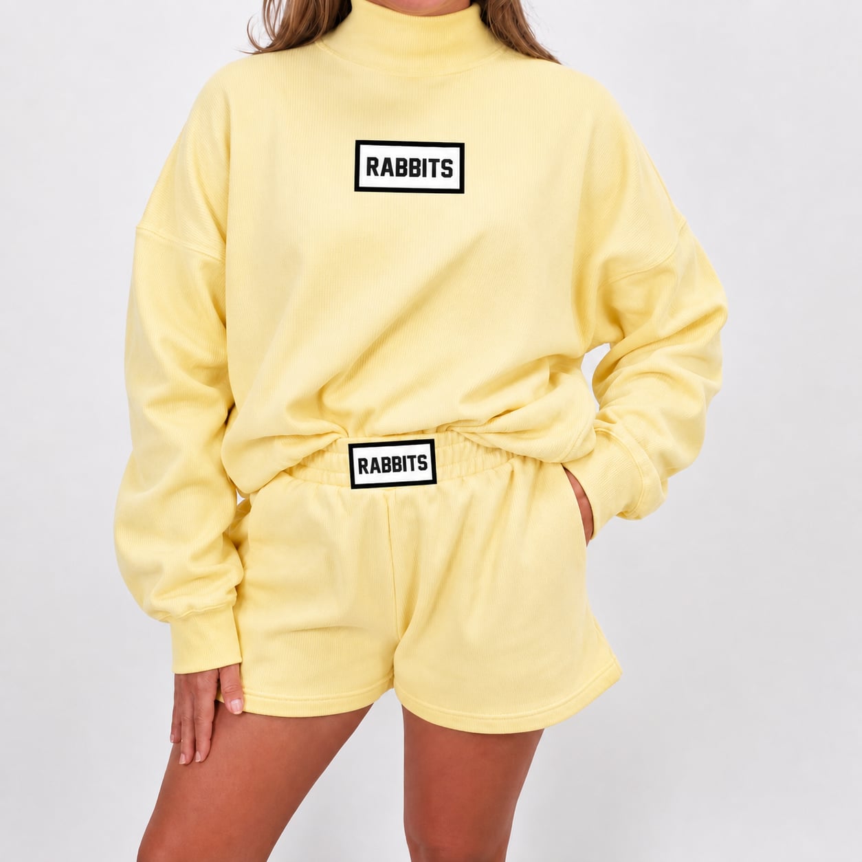 Rabbits patch fleece shorts