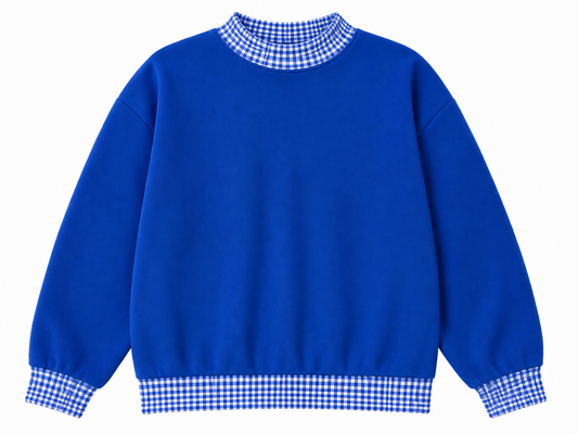 Pre-Order  Royal gingham Youth Mockneck sweatshirt