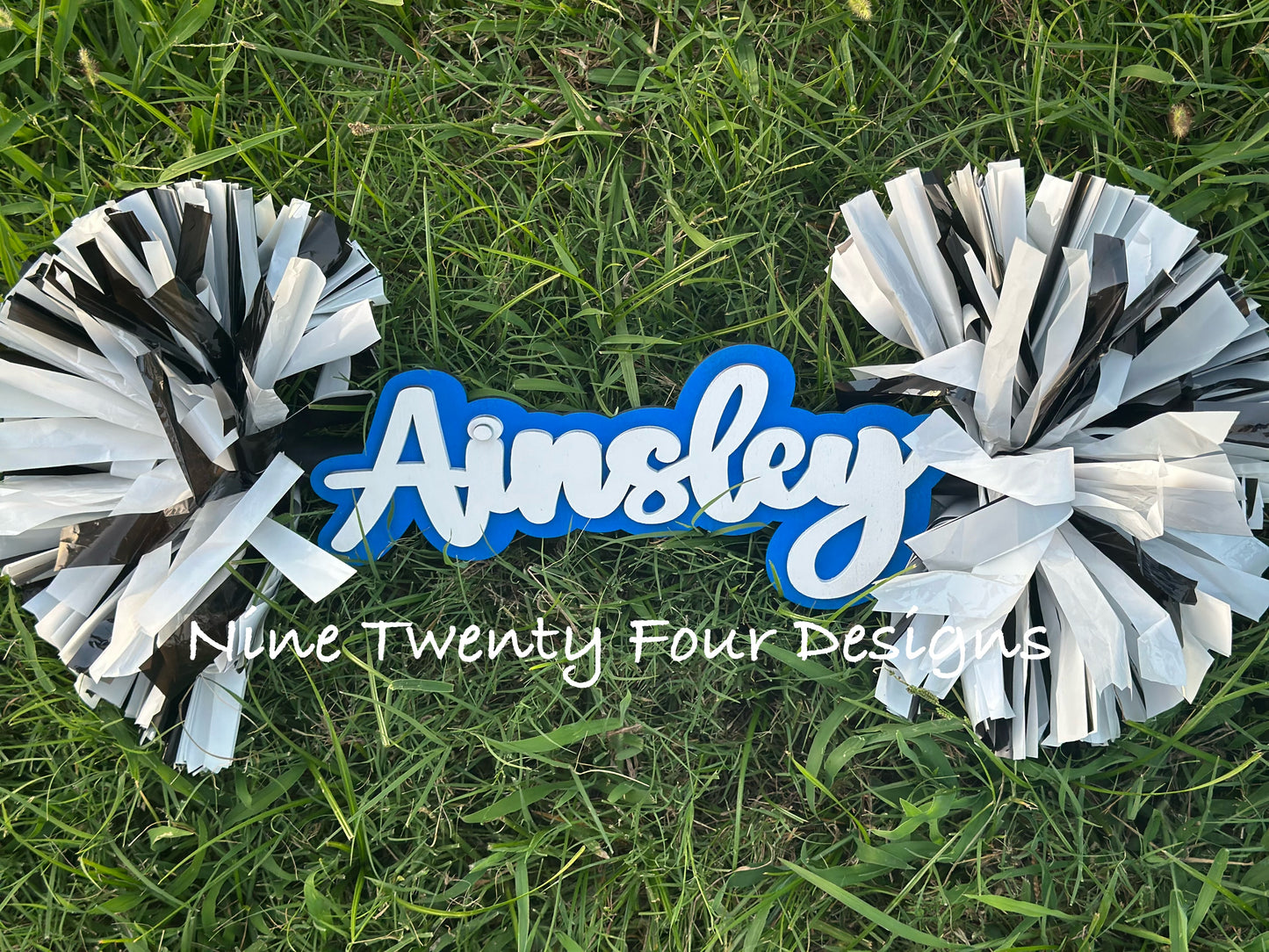 Custom Cheer Stick -Game Day Signs - Pom Pom Sign - Custom Cheer Stick - Personalized Name Cheer Sign - Sport Mom Sign - Pom Poms