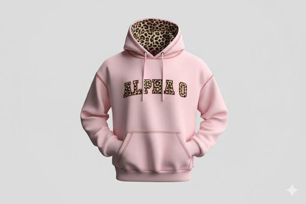 Alpha O pink/leopard hoodie Only