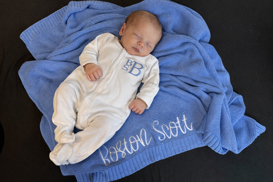 Embroidered Knit Baby Blanket