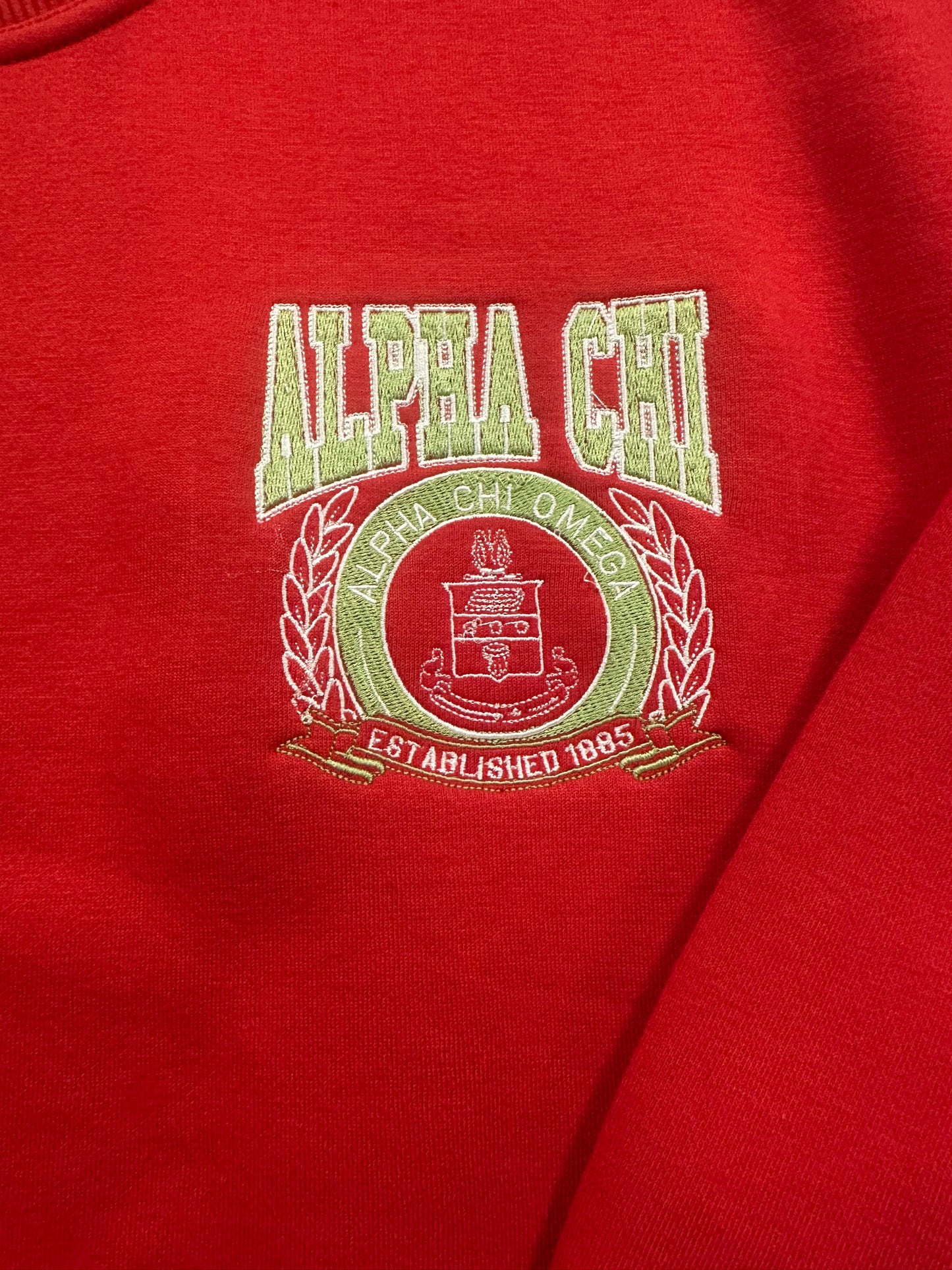 Alpha Chi Omega Embroidered Mockneck Set-Shorts  | Greek Licensed | Fleece Shorts