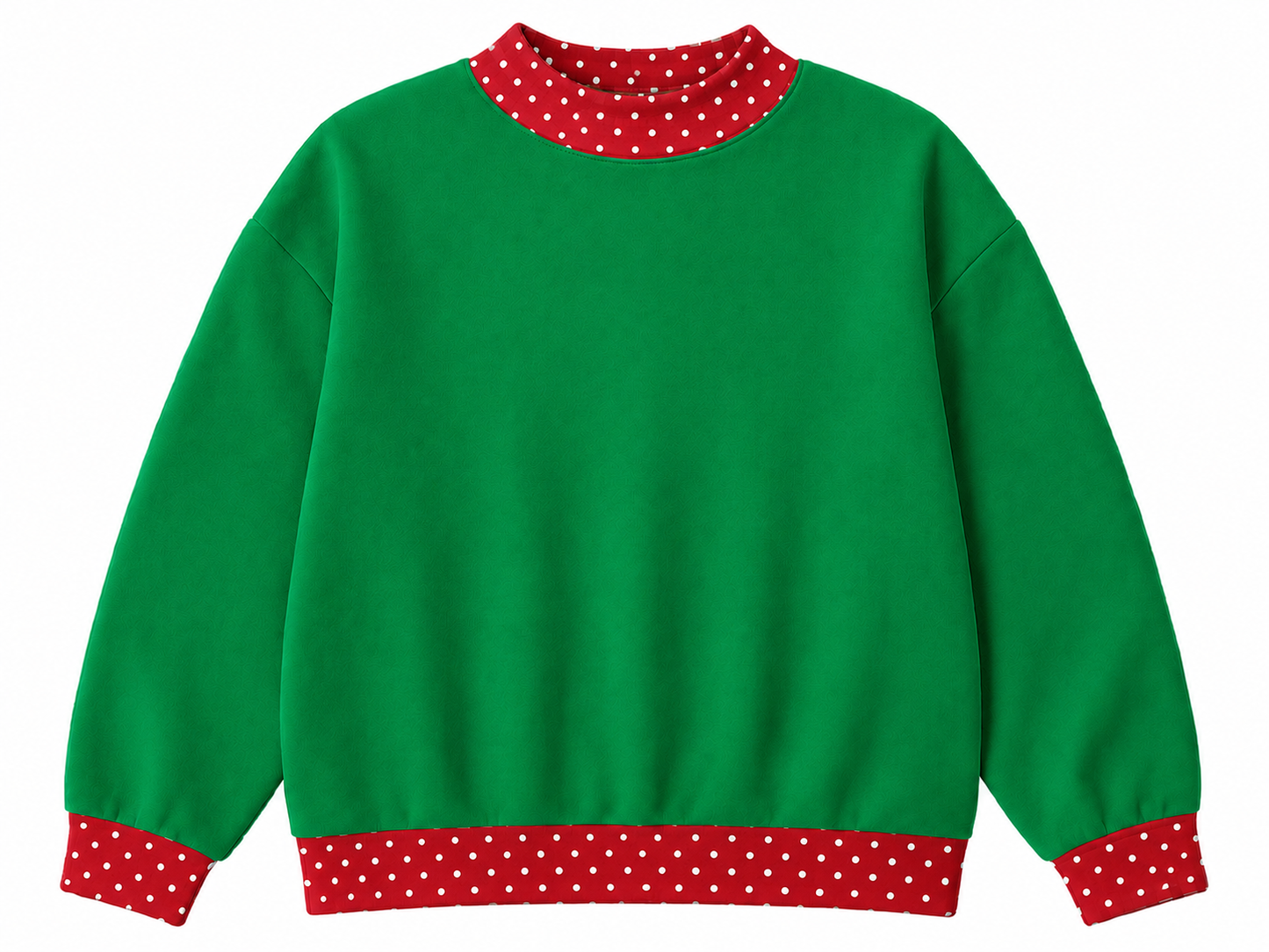 Pre-Order Green/Red polka dot Mockneck Sweatshirt