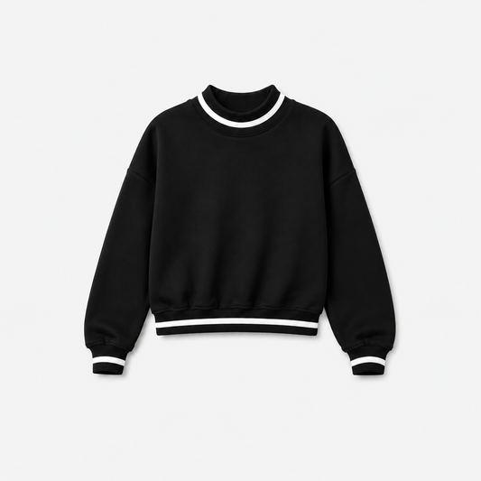 Pre-order Black/white stripe Mockneck