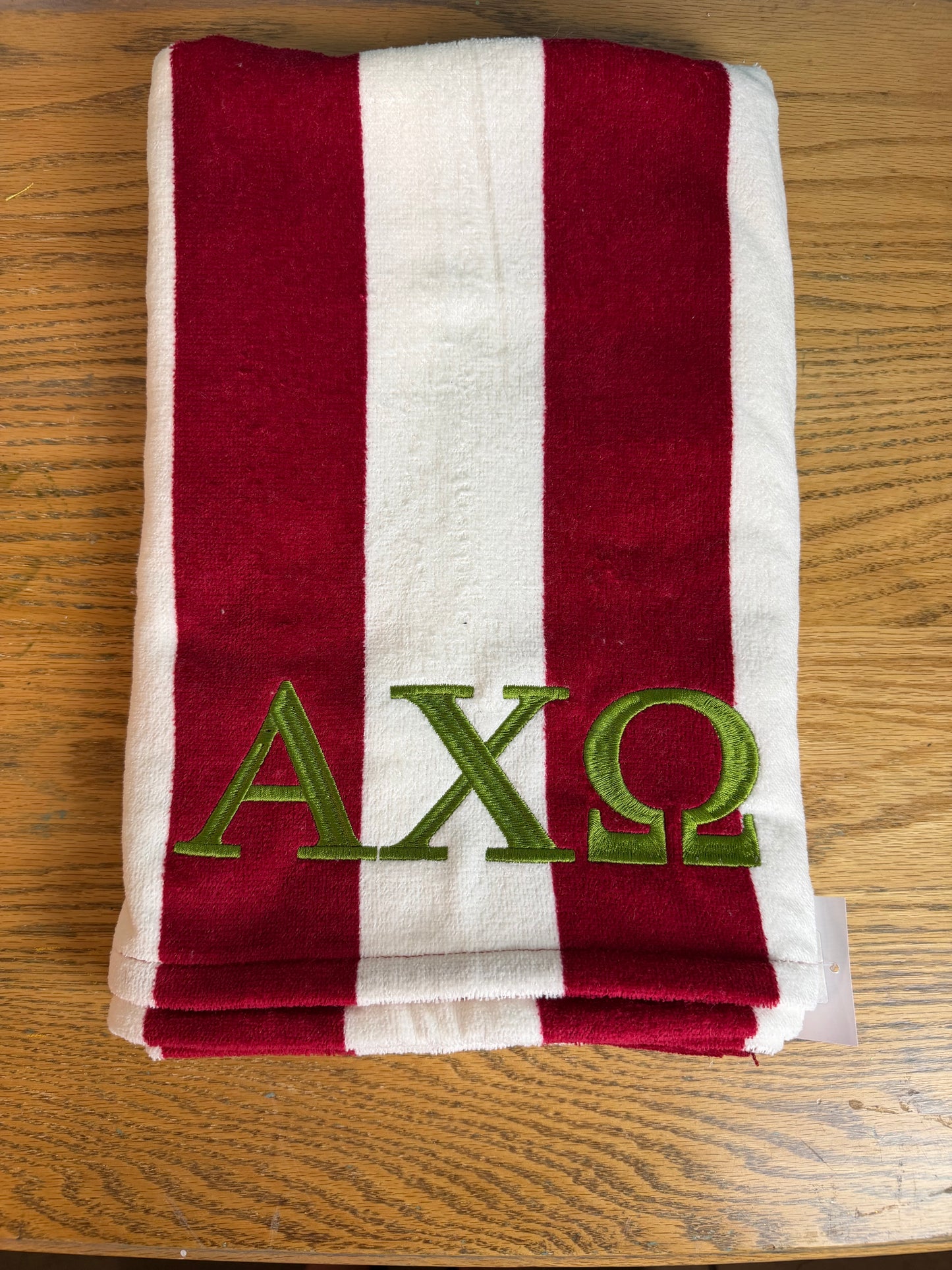 Alpha Chi Omega Embroidered Striped Towel – AXΩ