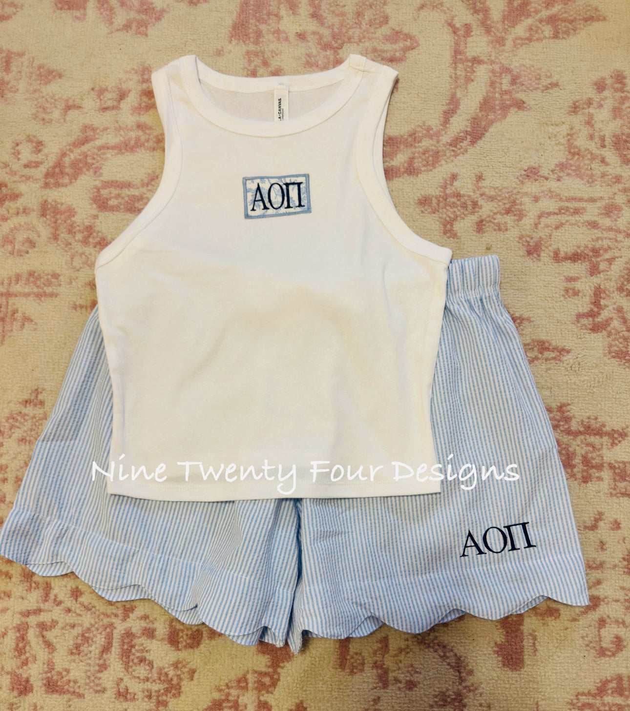 AOII Blue Tank Short Set