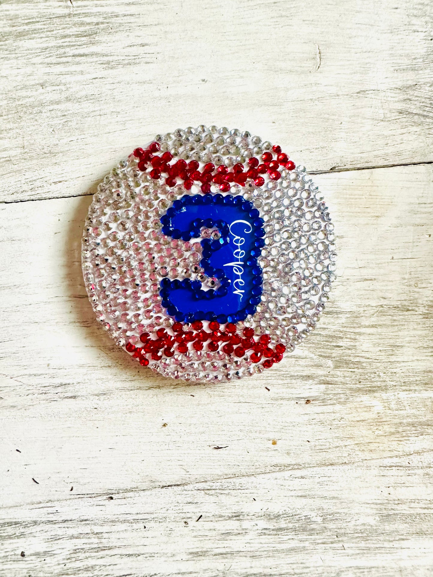 Baseball/Softball bling button with name