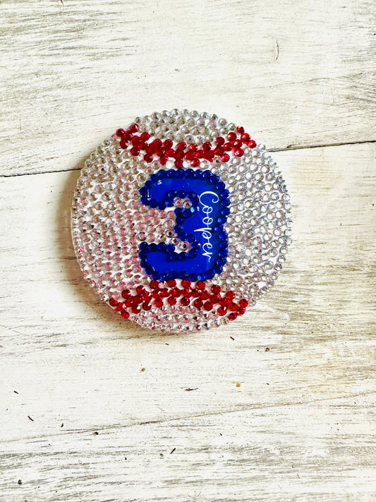 Baseball/Softball bling button with name