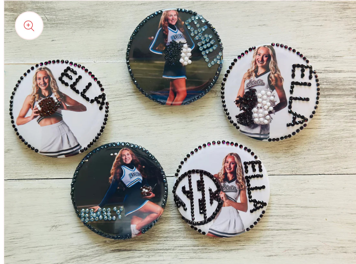 Rhinestone Photo Game-day button