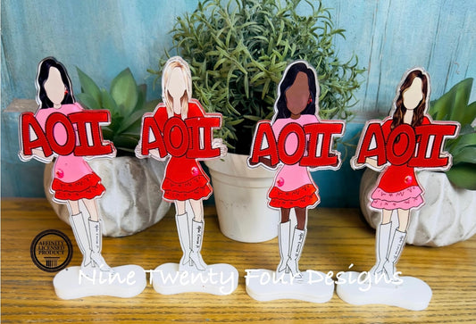 AOII Sorority Acrylic Stand, Alpha Omicron Pi Gift, AOII Big Little Reveal Decor, Greek Life Room Decor, AOII Recruitment Gift,College Decor, Alumni gift, Acrlic Decor, Dorm Decor