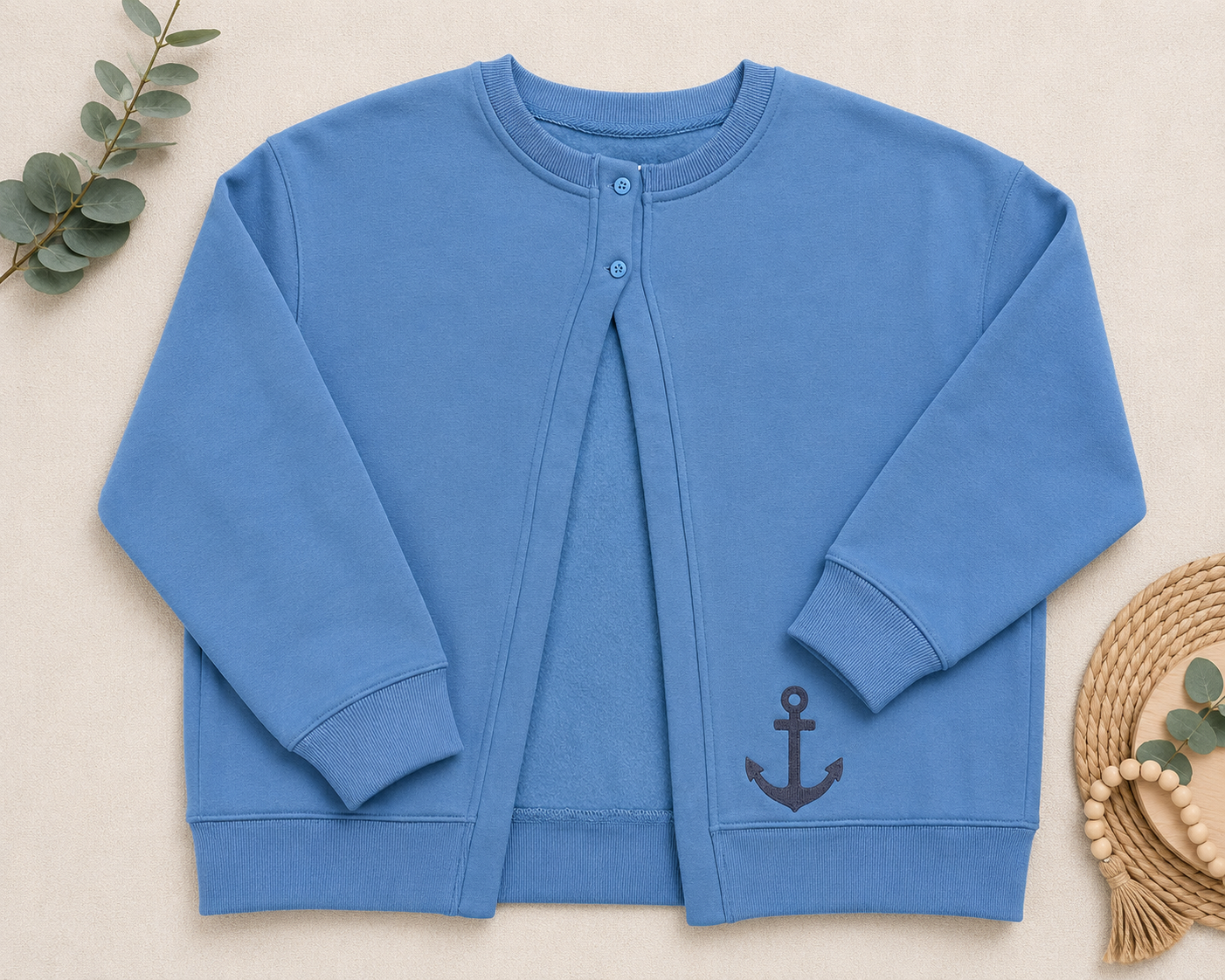 Delta Gamma Anchor Embroidered Fleece Cardigan | Cozy Sorority Button Front Sweatshirt