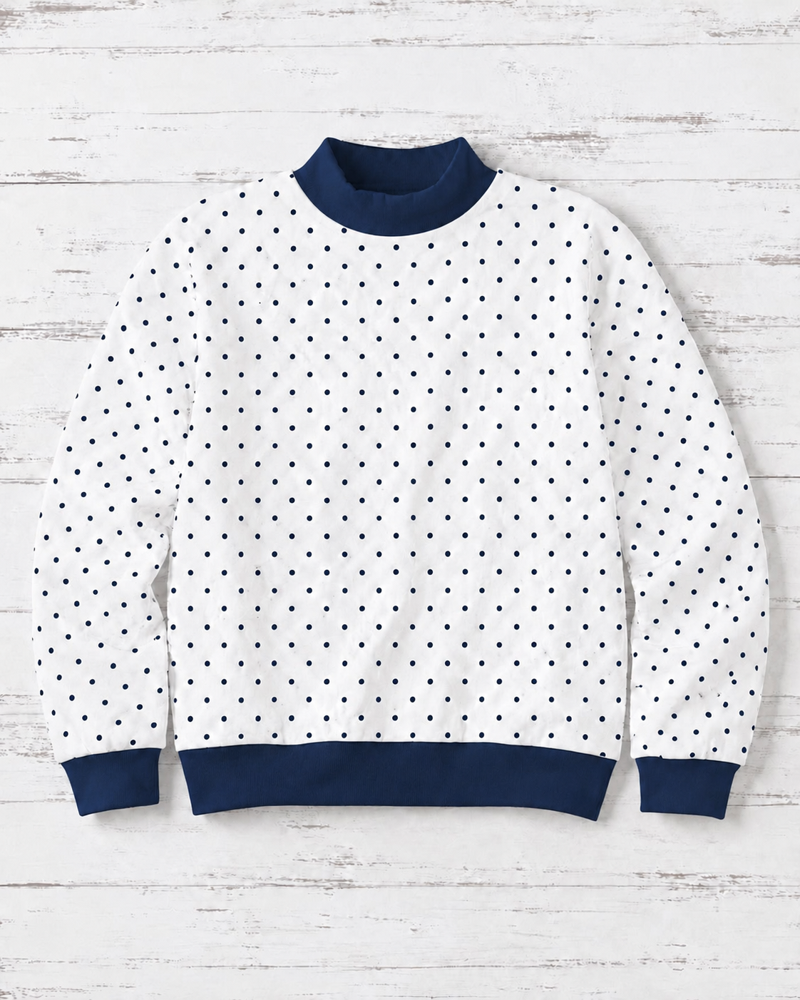 Pre-Order Adult White/Navy dots Mockneck (Copy)
