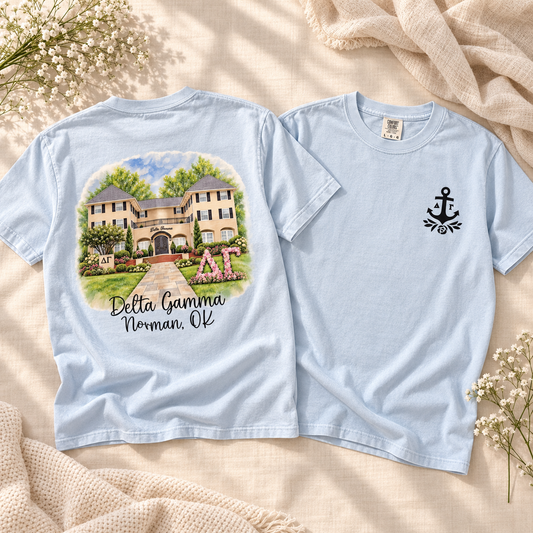 Delta Gamma Norman Sorority House Comfort Colors T-Shirt