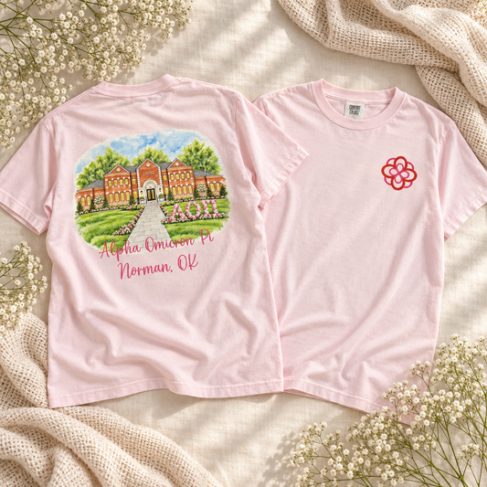 Alpha Omicron Pi Norman Sorority House Comfort Colors T-Shirt