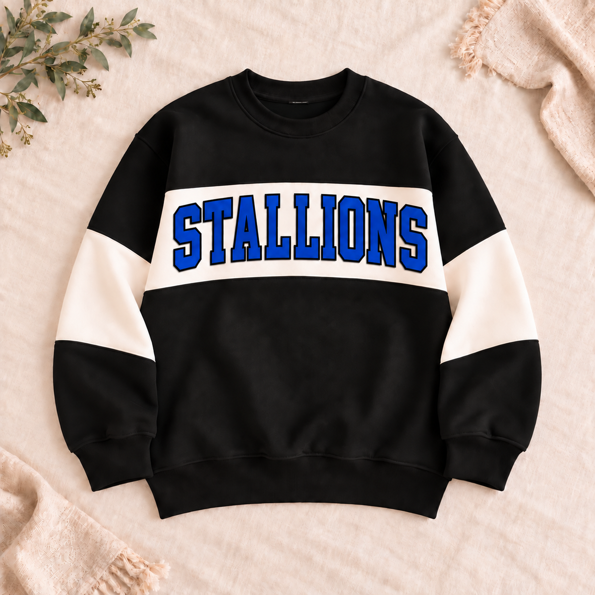 Stallions color block mockneck sweatshirt