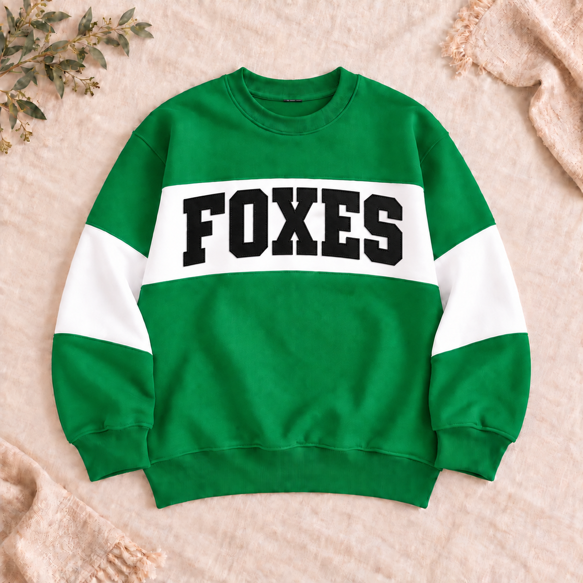 Foxes color block mockneck sweatshirt