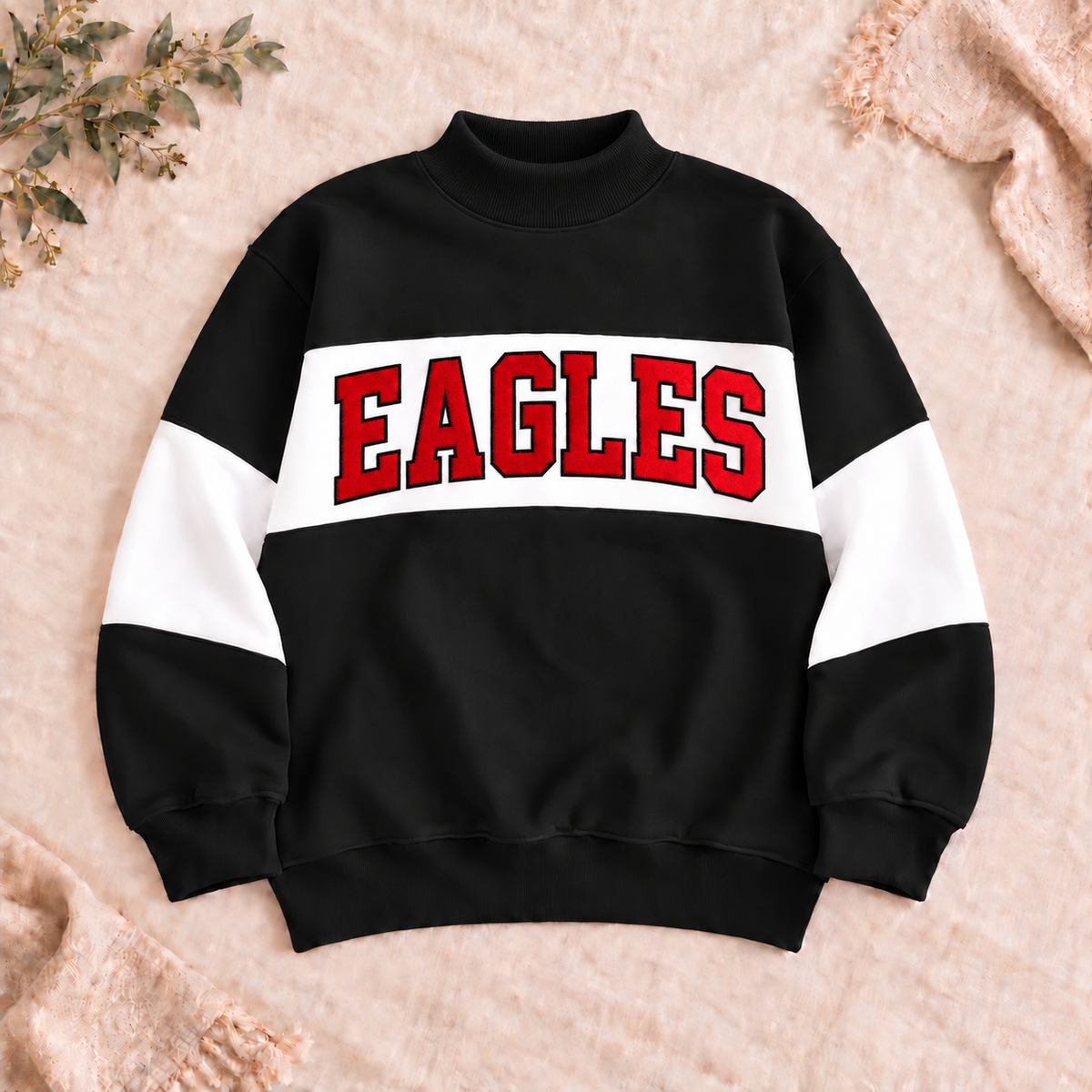 Eagles color block mockneck sweatshirt