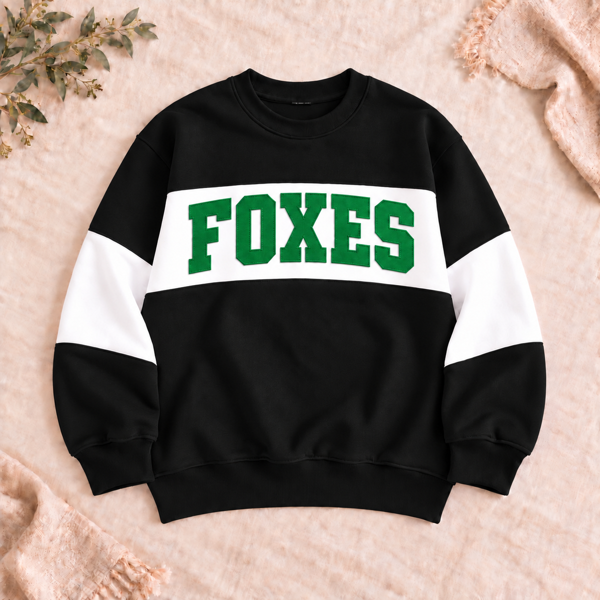 Foxes color block mockneck sweatshirt
