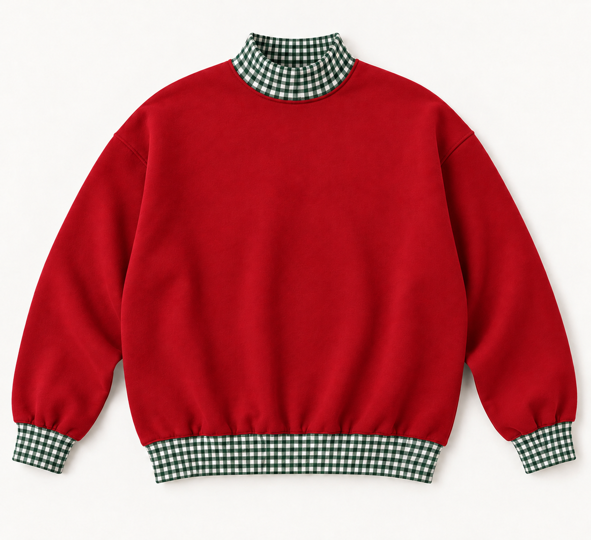 Pre-Order Adult forest green plaid/red mockneck