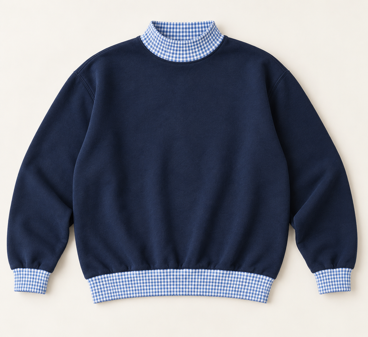 Pre-Order Navy/light blue Gingham MockNeck