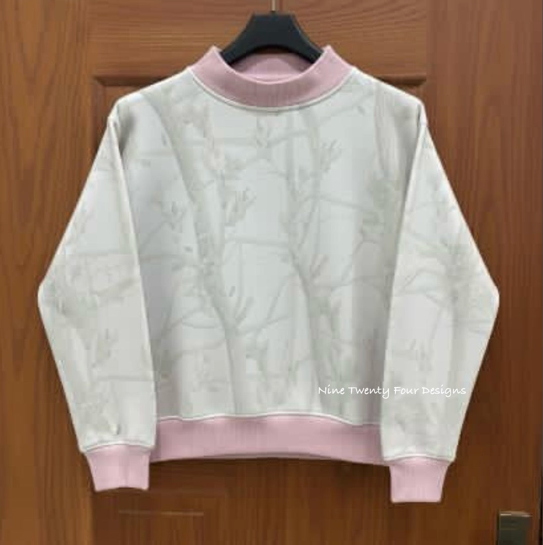 Pre-order-Pink/Camo mock neck Sweatshirt