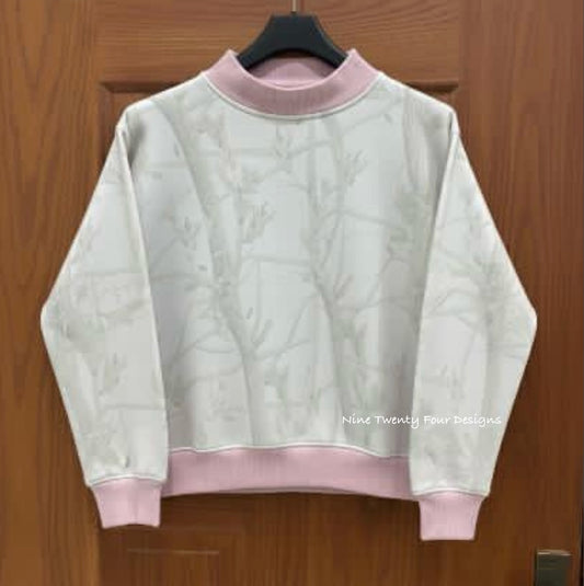 Pre-order-Pink/Camo mock neck Sweatshirt