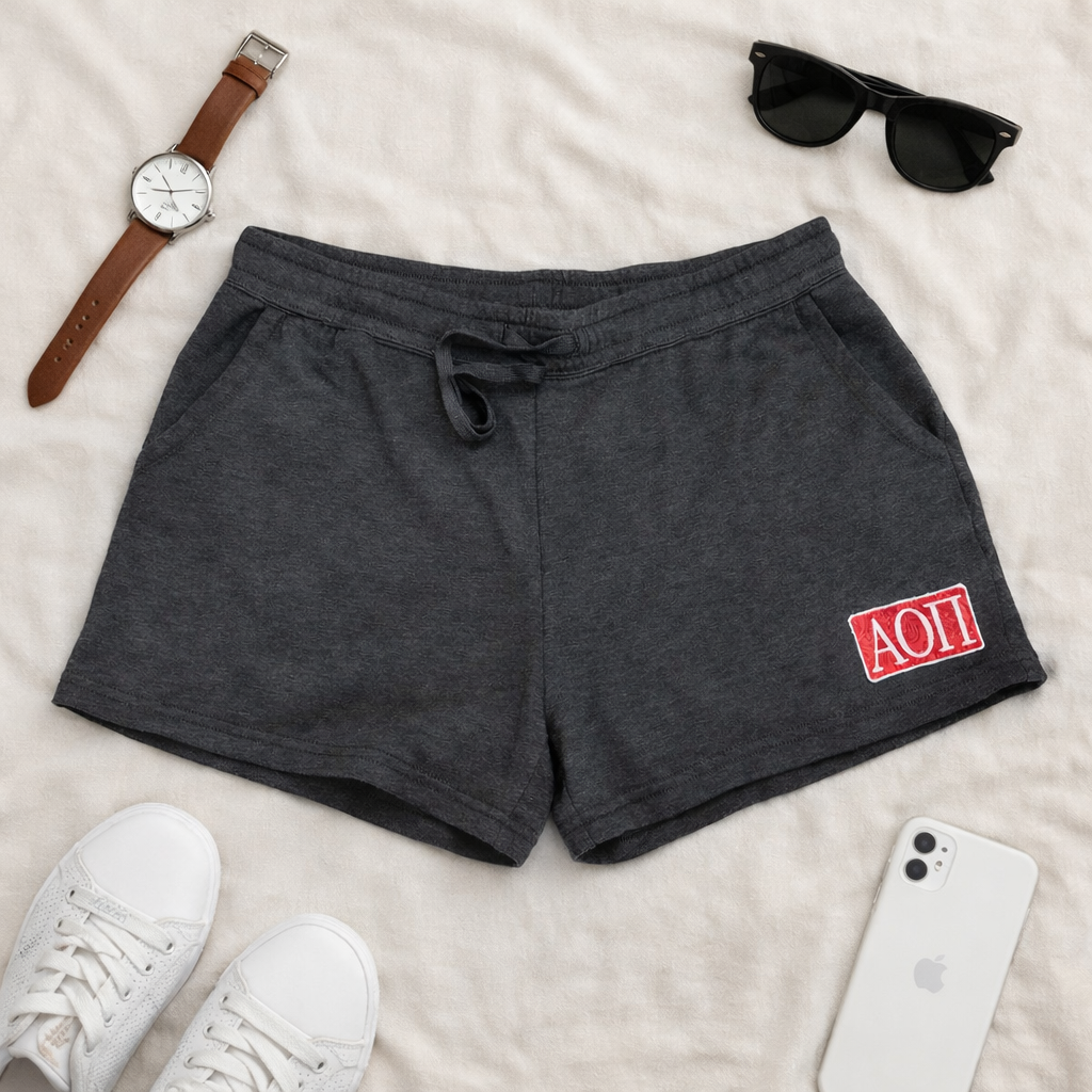 Alpha Omicron Pi Sorority Shorts: AOII Charcoal Lounge Shorts