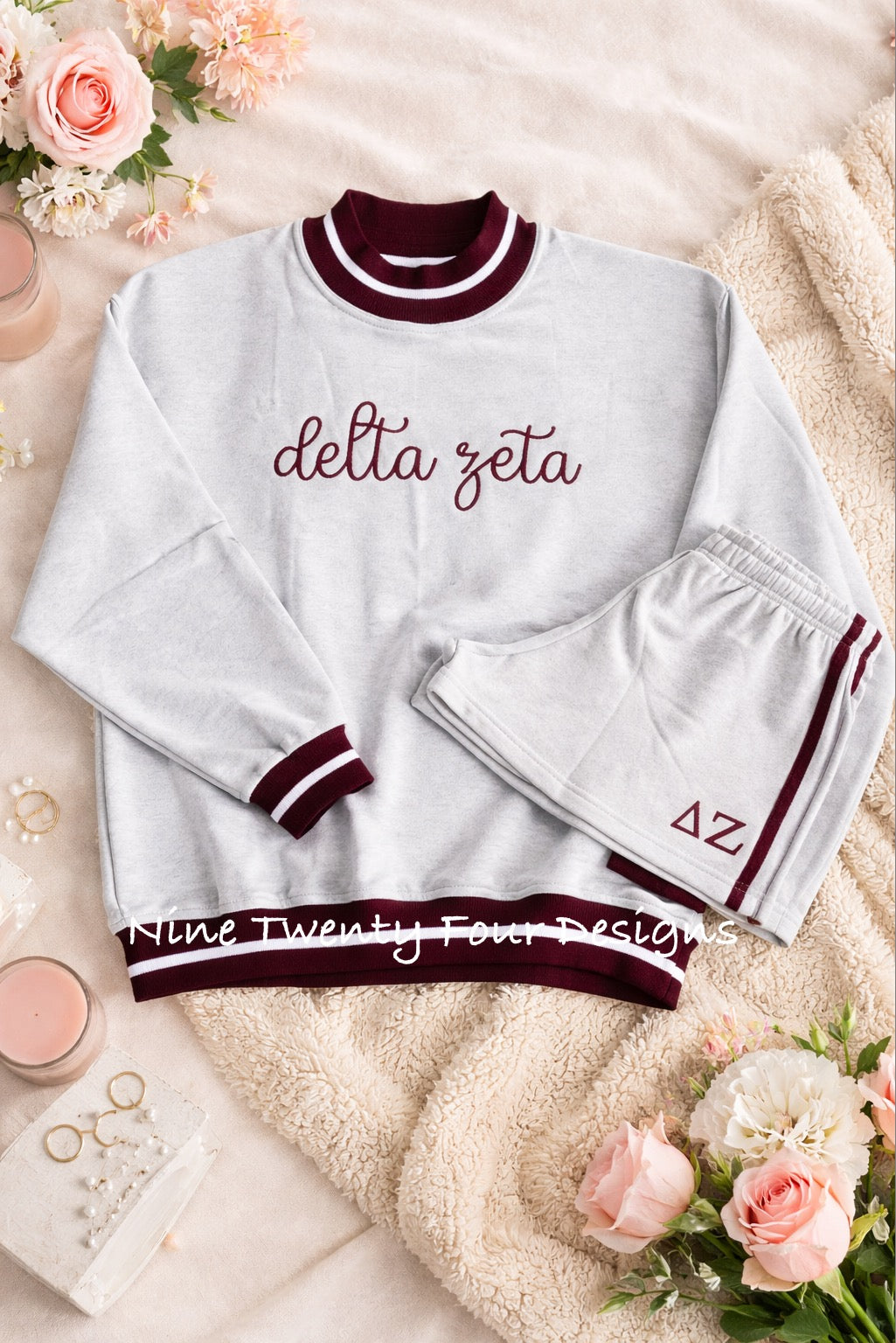 Delta Zeta Embroidered shorts