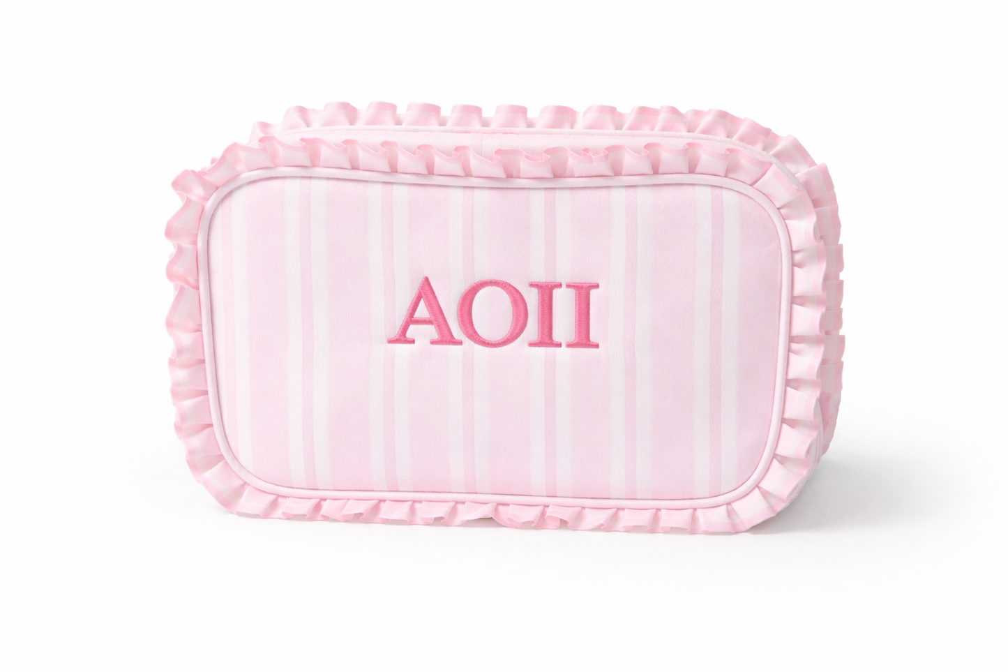 Alpha Omicron Pi (AOII) Licensed Pink Ruffle Cosmetic Bag