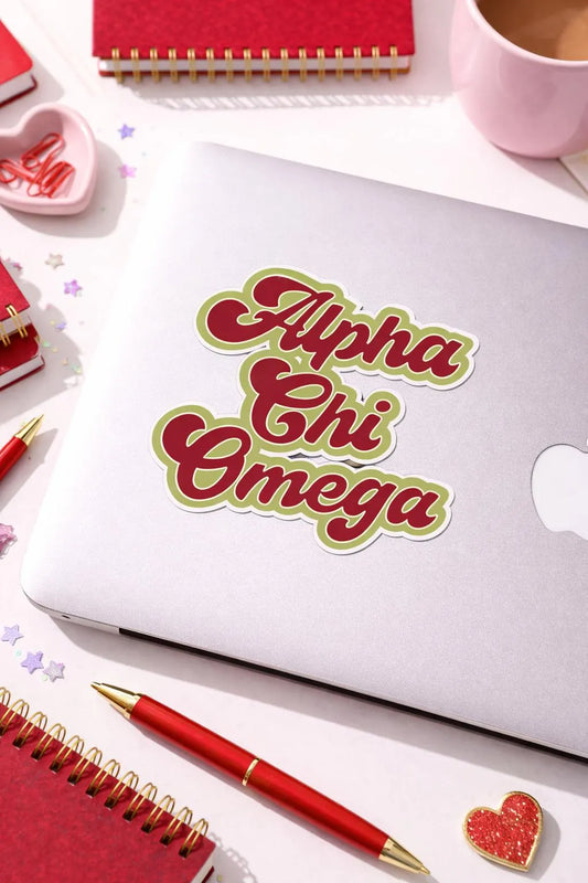 Alpha Chi Omega UV DTF Sticker, AXO Sorority Decal for Water Bottle Laptop Cup, Greek Letter Sticker Bid Day Gift