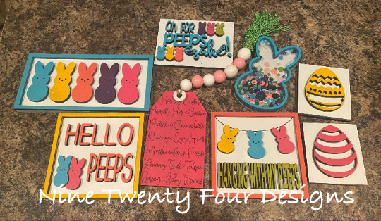 Peeps Easter Tiered Tray set, Peeps Signs