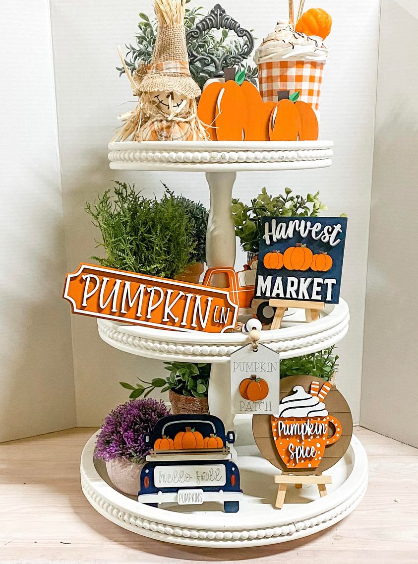 Fall Pumpkin Tiered Tray Decor