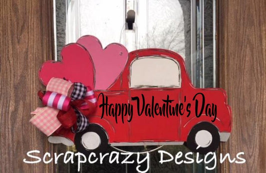 Valentine's Door Hanger, Valentine's Decor, Valentine's, Holiday Decor, Truck, Wood Door Hanger, Door Hanger