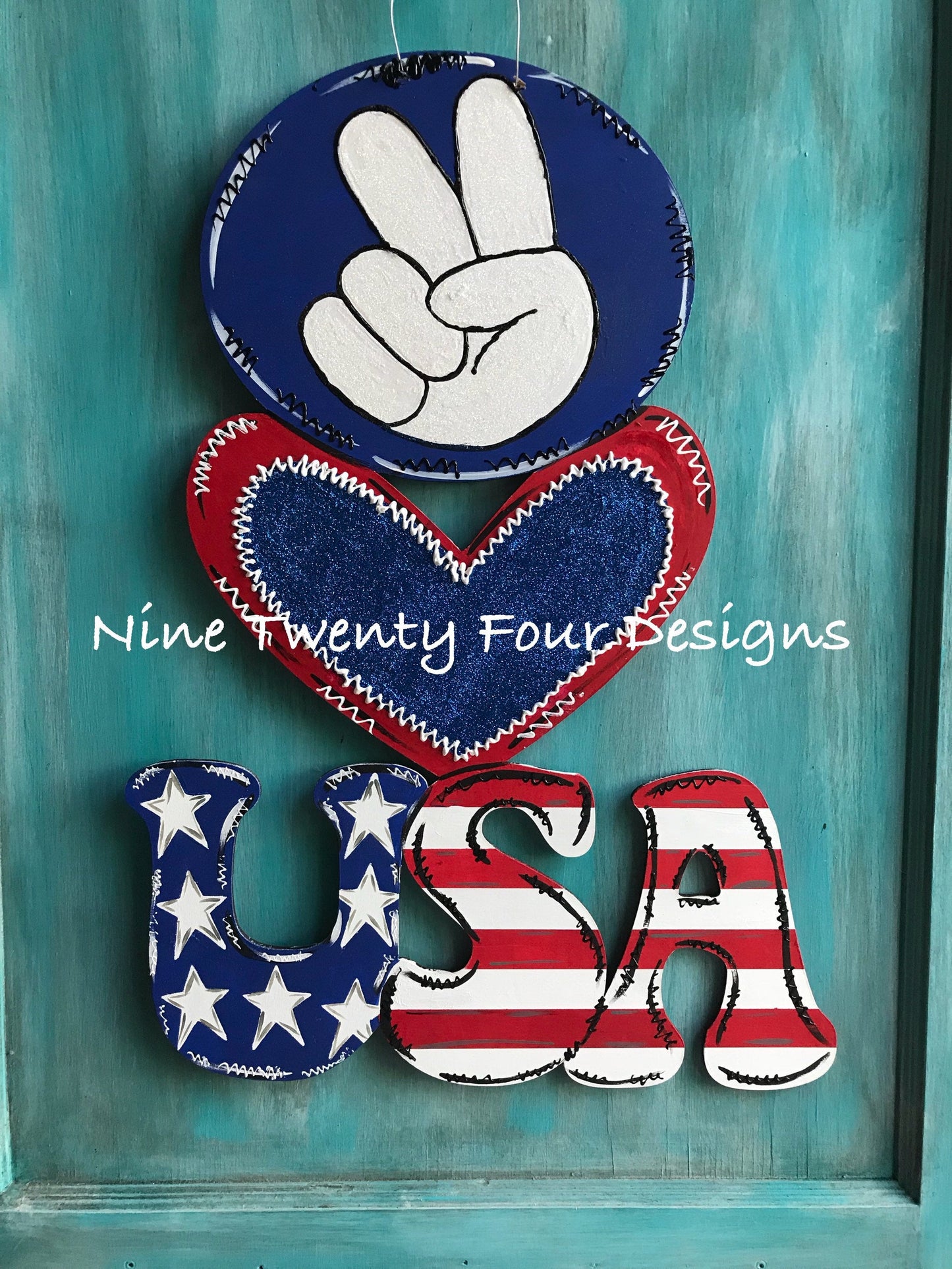 Patriotic  Door Hanger, personalized door hanger,july 4th door hanger, military door hanger, american flag, Memorial Day, USA, Peace, Love