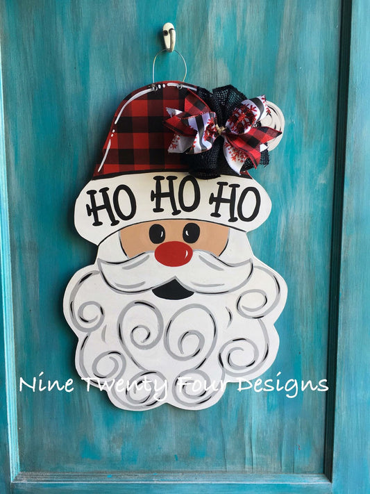Santa door hanger, christmas door hanger, christmas decor, wood door hanger, holiday door hanger