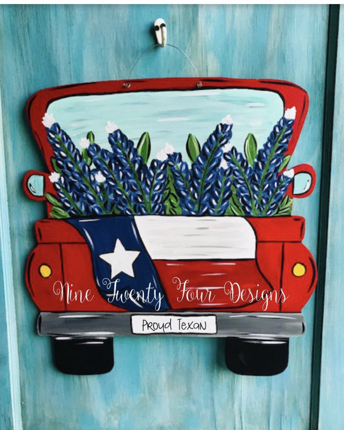 texas truck, bluebonnets, texas decor, texas, texas flag, texas door hanger, spring decor, summer decor