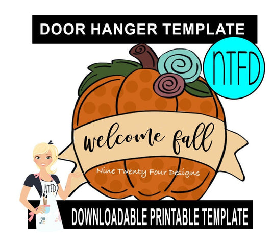 floral pumpkin  door hanger downloadable file printable template