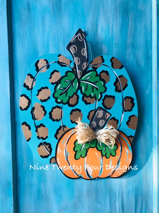 Double Pumpkin, fall door decor, painted pumpkin, fall, pumpkin door hanger, wood door hanger, door hanger