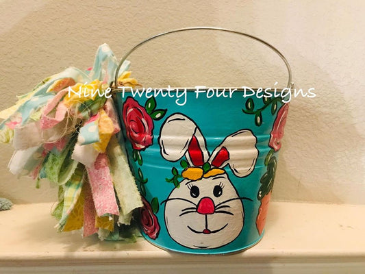 Painted Easter Bucket, Easter Bucket, Personalized Easter Bucket