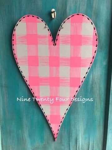 Single pink Heart Door Hanger, Valentine's Door Hanger, Valentine's Decor, Valentine's, Holiday Decor, Hearts, Wood Door Hanger, Door Hanger