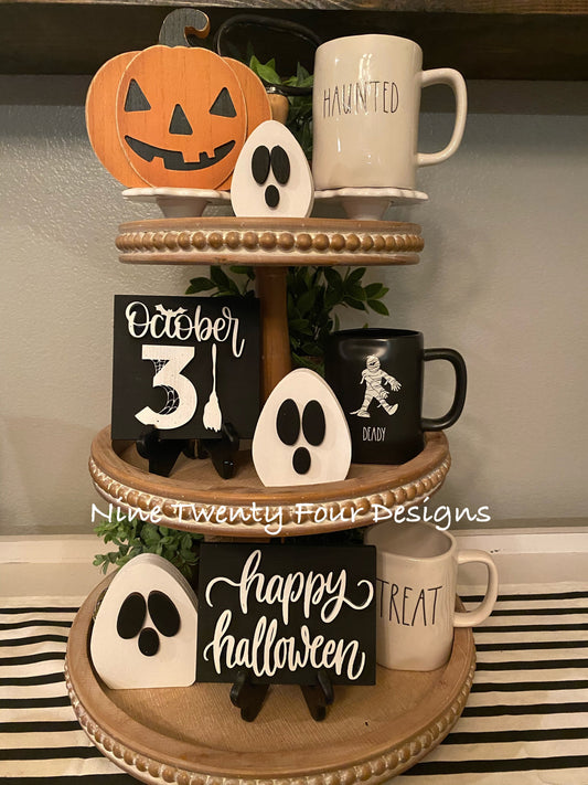 Ghost set, Halloween sign set, halloween set, halloween tiered tray signs, 3D signs, ghost