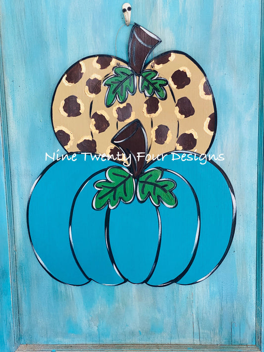Double Pumpkin Door Hanger, pumpkin, leopard pumpkin