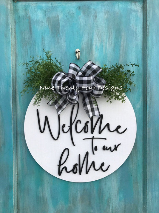 3d welcome to our home sign, welcome  sign, door sign, sign, 3d wood sign, door decor, front door decor, everyday decor