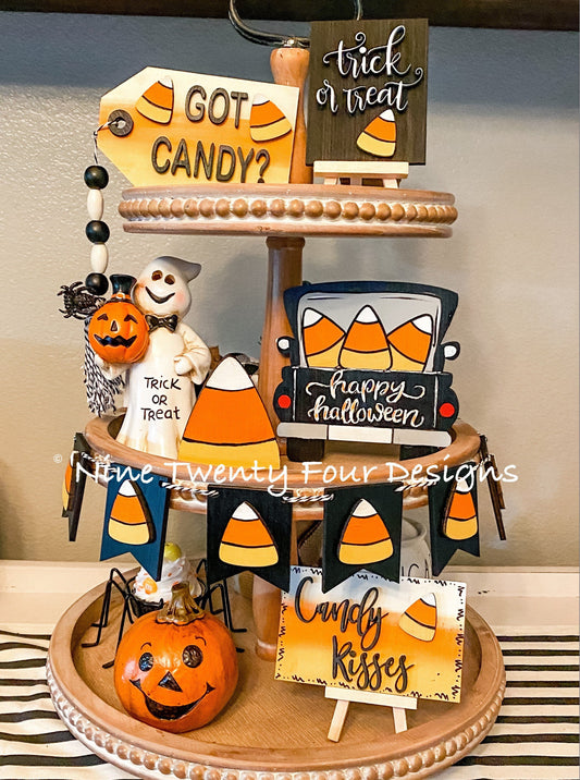 DIY Candy corn tiered tray set. Paint yourself kit