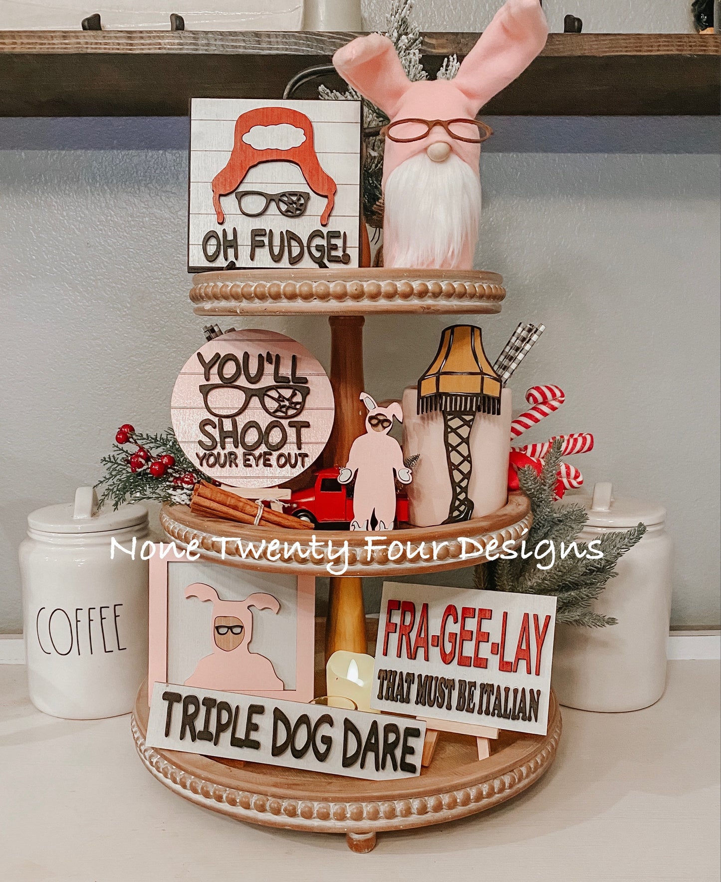 Christmas story tiered tray, tiered tray signs