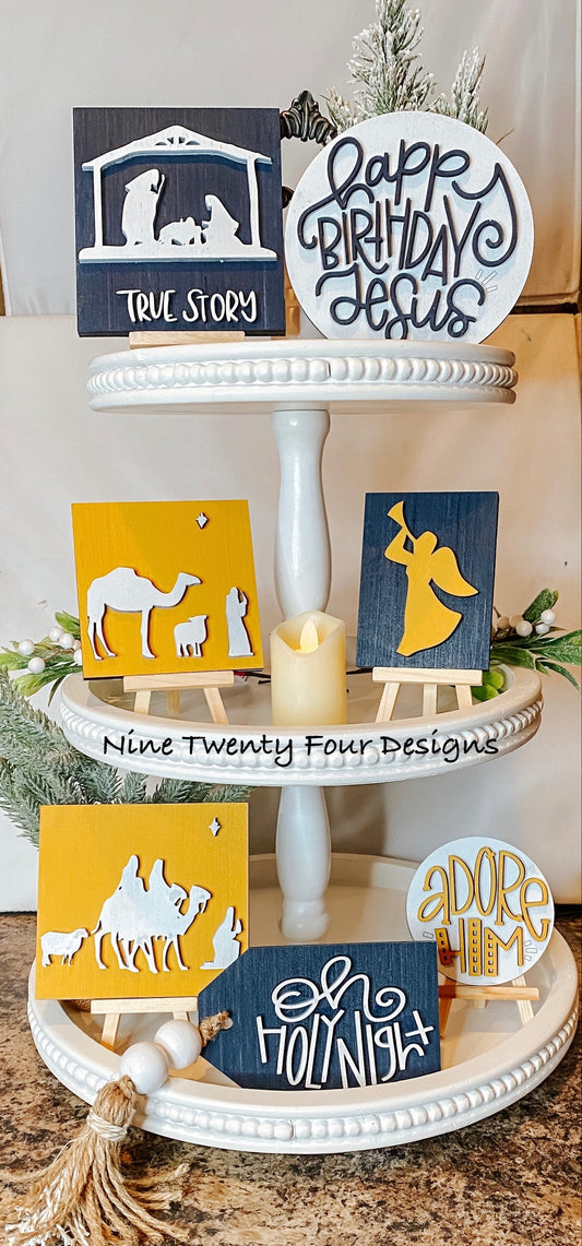 Nativity Christmas Tiered Tray SIGNS, Christmas , Nativity SIgns, Holiday Signs, Tiered Tray signs