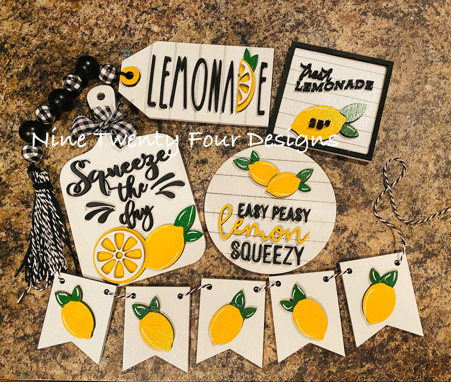 DIY Kit Lemon tiered tray decor, lemon signs, lemon decor, paint yourself