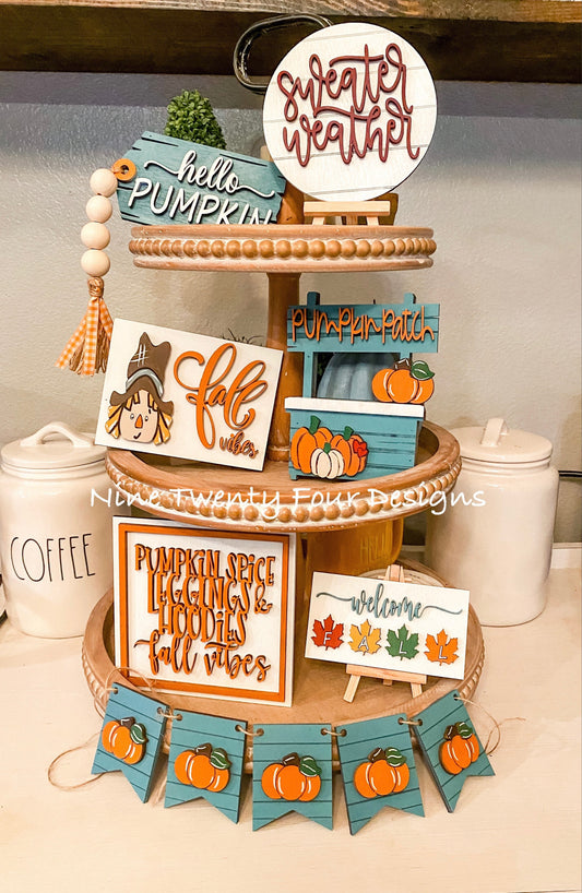 Fall vibes pumpkin tiered tray, Fall tiered tray set, fall tiered tray ,fall  decor