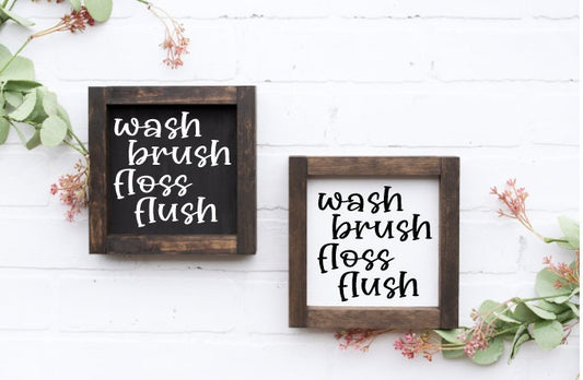 Bathroom sign/bathroom wall decor/funny bathroom /wash/ brush/floss/flush/funny bathroom signs